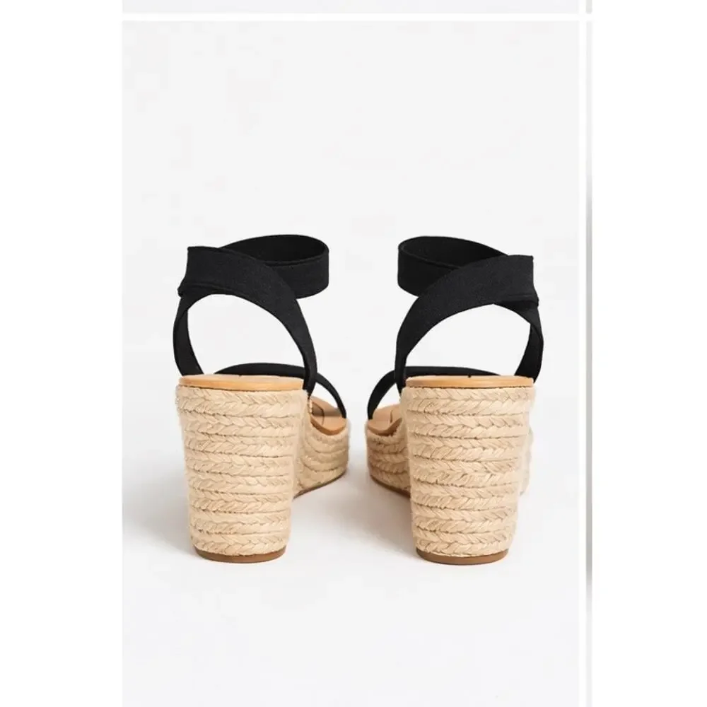 Dolce Vita Black Espadrille Wedge Sandals Size 9 - Picture 3 of 7